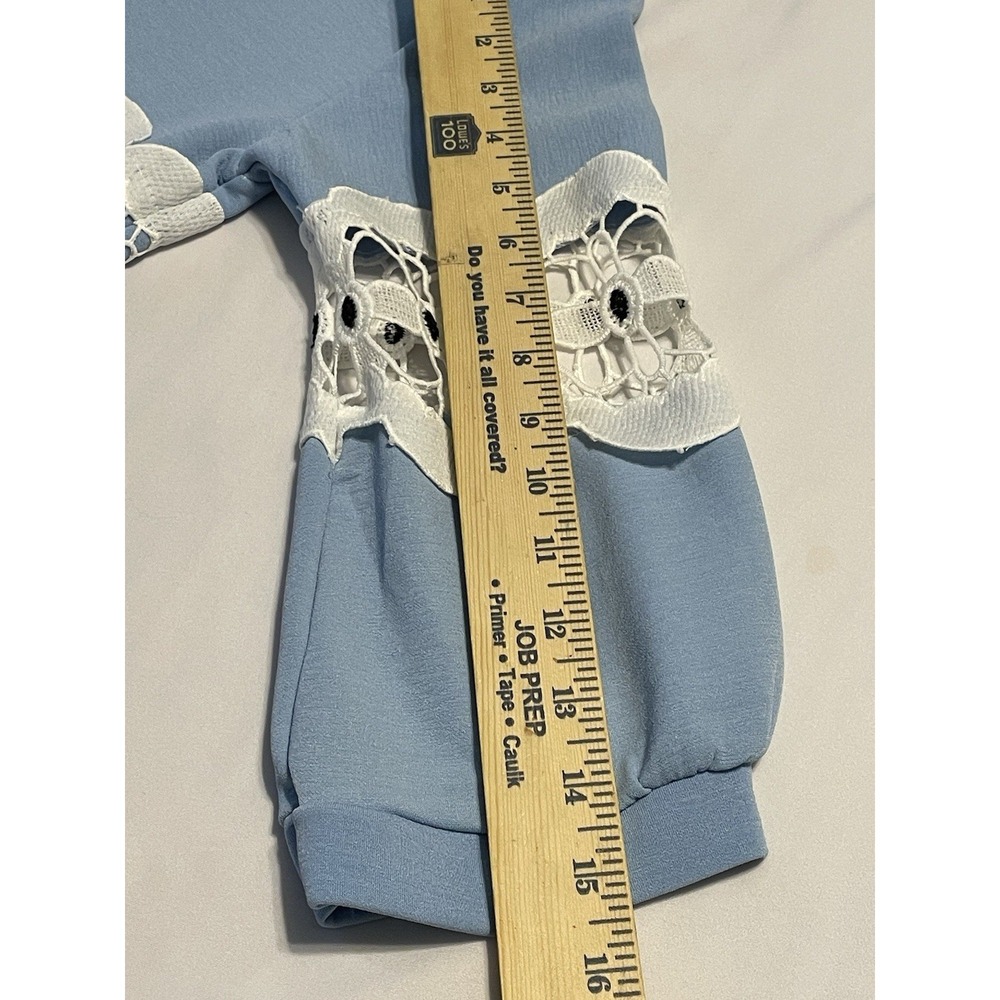 Vintage 1960s Sky Blue‎ Mini Dress Mod Floral Cutout - Picture 5 of 5
